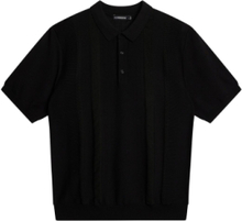 Ryce Texture Blocking Polo Designers Knitwear Short Sleeve Knitted Polos Black J. Lindeberg