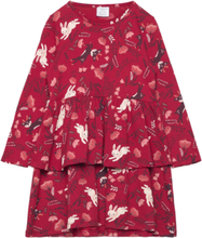 Top Long Peplum Skirt Aop Dresses & Skirts Dresses Casual Dresses Long-sleeved Casual Dresses Red Lindex