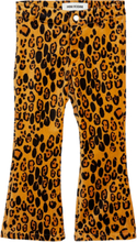 Leopard Aop Velvet Flared Trousers Bottoms Trousers Orange Mini Rodini