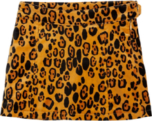 Leopard Aop Velvet Skirt Dresses & Skirts Skirts Short Skirts Orange Mini Rodini