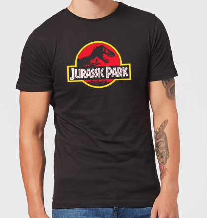 Classic Jurassic Park Logo Men's T-Shirt - Black - L