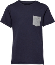 Myske Wool Youth Tee Navy Mel/Solidgrey 128 Sport T-shirts Short-sleeved Blue Bergans