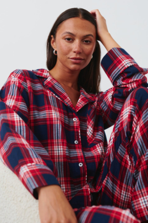 Gina Tricot - Flannel pyjamas shirt - pyjamas - Red - XL - Female