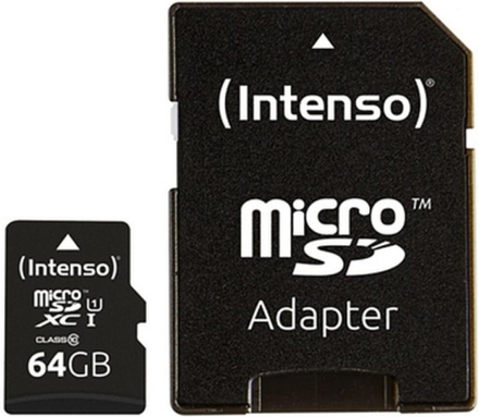 Mikro-SD-hukommelseskort med adapter INTENSO 34234 UHS-I XC Premium Sort 128 GB