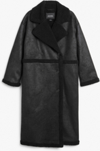 Faux leather aviator coat - Black