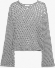 Open knit bell sleeved sweater - Silver