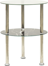 vidaXL 322789 2-Tier Side Table Transparent & Black 38 cm Tempered Glass