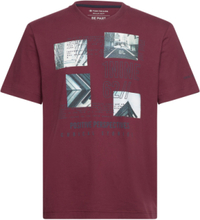 Printed T-Shirt Tops T-Kortærmet Skjorte Burgundy Tom Tailor
