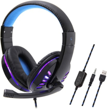 SY755MV Luminous Game Headphone Over-ear Gaming Headset with Microphone PC Gamer 3.5mm Headphones Noise Cancelling Compatible with PS4 Xbox Laptop Computer