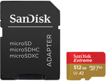 SanDisk MicroSDXC Extreme 512GB Adapter 190MB/s A2 C10 V30, SanDisk