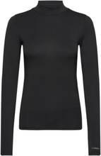 "Cotton Modal Mock Neck Ls Top Tops T-shirts & Tops Long-sleeved Black Calvin Klein"