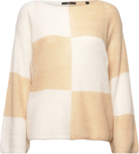 Alpaca Blend: Jumper With A Checkerboard Pattern Pullover Beige Esprit Collection*Betinget Tilbud