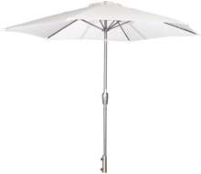 Leeds parasol 3m - grå aluminium og hvid polyester