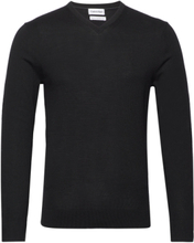 Merino Vneck Sweater Tops Knitwear V-necks Black Calvin Klein