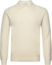 Ribbed Wool Polo Shirt Tops Knitwear Long Sleeve Knitted Polos Cream Mango