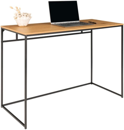 Vita Skrivebord - Skrivebord med sort ramme og egetræslook bordplade 100x45x75 cm