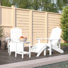 vidaXL Däckstolar för trädgården med pall och bord HDPE vit