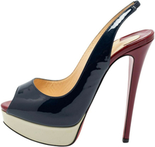 Patentskinn Lady Peep-Toe Platform Slingback Sandals