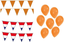 Ek Holland versiering pakket met ballonnen en totaal 60 meter vlaggenlijnen