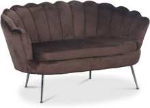 Kingsley 2-sits soffa brun sammet med kromade ben