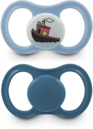 Pacifier Happy Natural Rubber 2-Pack, +4 Month Blue Baby & Maternity Pacifiers & Accessories Pacifiers Blå Esska*Betinget Tilbud
