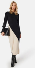 Object Collectors Item Objester Block Knit Dress Black Detail:Cb Sand XS