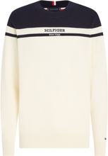 Colorblock Graphic C Nk Sweater Tops Knitwear Round Necks Cream Tommy Hilfiger