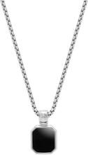 Silver Necklace With Square Matte Onyx Pendant Halskæde Smykker Silver Nialaya
