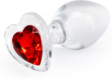 Crystal Desire Red Heart Buttplug, Medium | Analplugg i glas