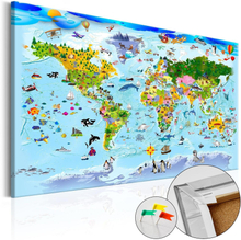 Anslagstavla i kork - Children's Map: Colourful Travels - 90x60