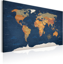 Canvas Tavla - World Map: Ink Oceans - 60x40