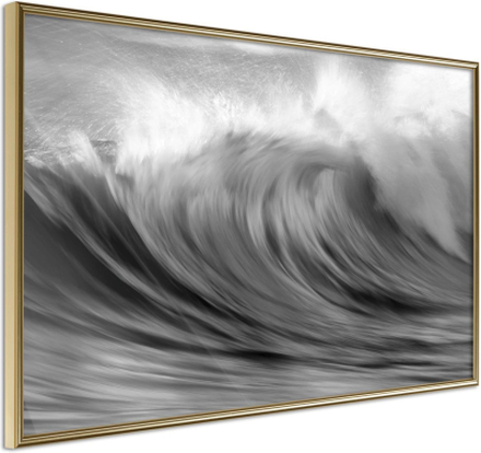 Inramad Poster / Tavla - Big Wave - 45x30 Guldram