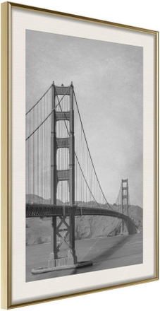 Inramad Poster / Tavla - Bridge in San Francisco II - 40x60 Guldram med passepartout