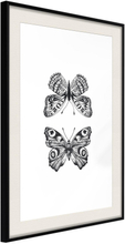 Inramad Poster / Tavla - Butterfly Collection I - 20x30 Svart ram med passepartout