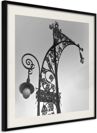 Inramad Poster / Tavla - Charming Lantern - 50x50 Svart ram med passepartout