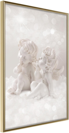 Inramad Poster / Tavla - Cute Angels - 40x60 Guldram