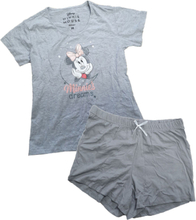 Disney Minnie Mouse Damen Sommer-Schlafanzug kurzer Baumwoll-Pyjama Grau