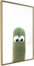 Inramad Poster / Tavla - Funny Cactus IV - 20x30 Guldram