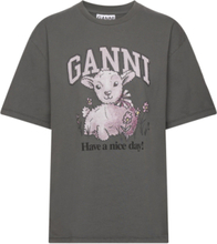 "Future Heavy Jersey Designers T-shirts & Tops Short-sleeved Grey Ganni"