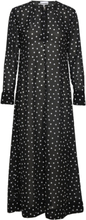 Printed Light Crepe Ls Maxi Dress Maxiklänning Festklänning Black Ganni