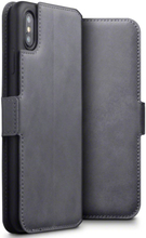 Qubits - lederen slim folio wallet hoes - iPhone XS Max - grijs