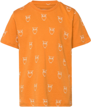Owl Aop T-Shirt - Gots/Vegan T-shirts Short-sleeved Gul Knowledge Cotton Apparel*Betinget Tilbud
