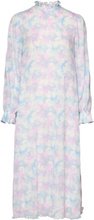 Pleated Georgette Midi Dress Knelang Kjole Multi/mønstret Ganni*Betinget Tilbud
