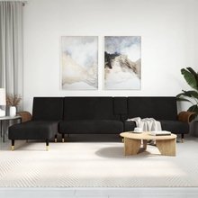 vidaXL L-formad soffa svart 279x140x70 cm sammet