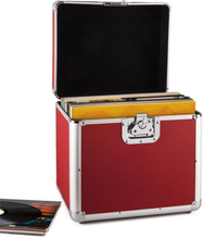 Tidskapsel aluminium-väska för grammofonskivor vinyl-case 70 styck LP röd