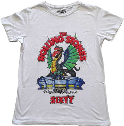 The Rolling Stones: Ladies T-Shirt/Sixty Stadium Dragon (Puff Print) (X-Large)
