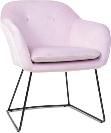 Zoe stoppad stol skumstoppning polyester-överdrag sammet stål rosa