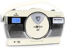 RCD-70 beigefärgat krom retroradio FM USB CD batteri
