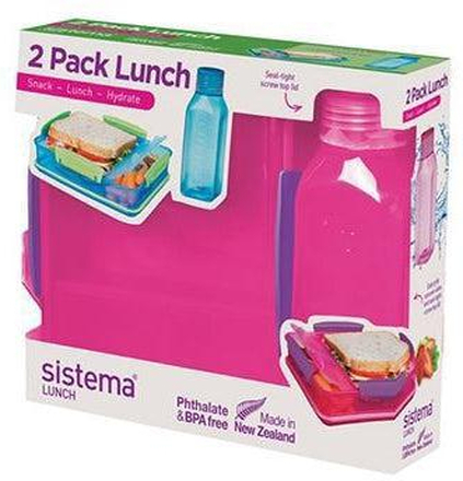 Sistema Madkasse og Drikkedunk - Lunch Pack - 975 ml. / 475 ml. - Pink