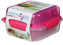 Sistema Madkasse - Lunch Stack - Sammenklappelig og Ruminddelt - 1,24L - Pink